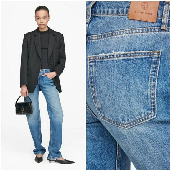 💕ANINE BING💕 Knox Jean ~ Mineral Blue 28 NWT - Picture 1 of 16